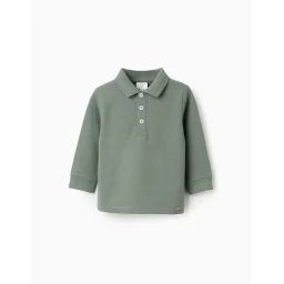 Polo À Manches Longues En Coton Vert Foncé