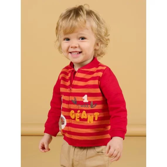 Gilet À Rayures Motif Éléphant Fantaisie Bébé Garçon – Orange