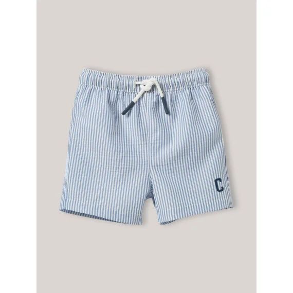 Short De Bain En Seersucker Bébé Rayre Bleue