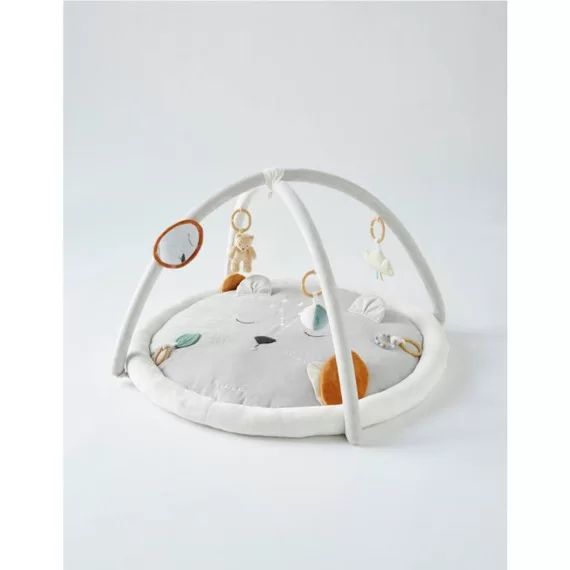 Tapis d&rsquo;éveil en Veloudoux® Babou & Kendi – NOUKIE&rsquo;S – Avec arche jouet – Effets sonores – Evolutif blanc