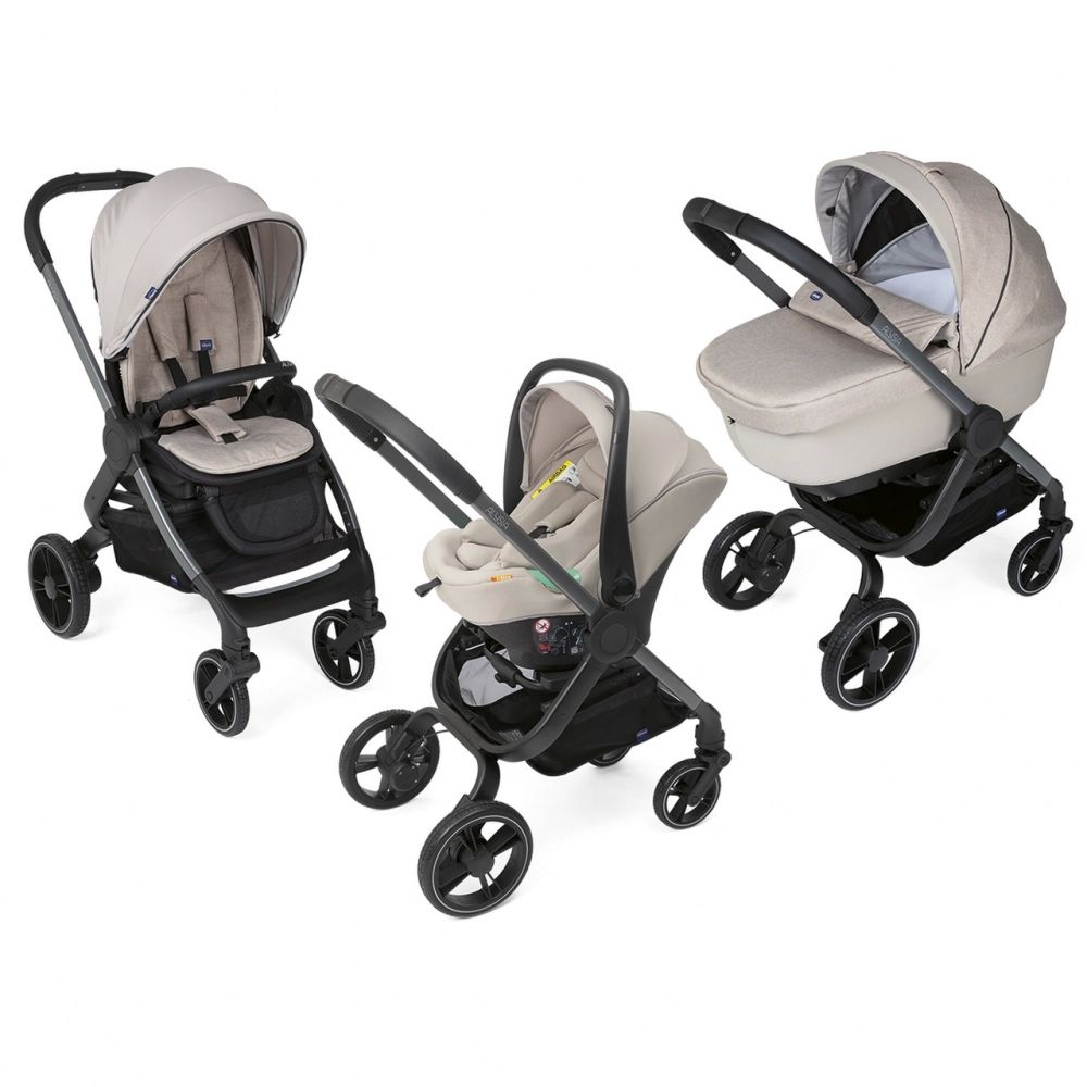 Poussette Chicco Alysia + Nacelle + Coque Auto Kiros i-Size – Sand