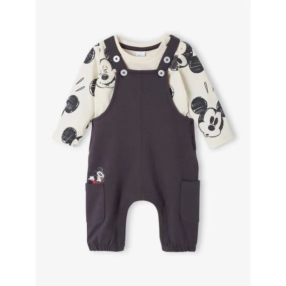 Ensemble Disney® bébé T-shirt coton + salopette blanc/gris