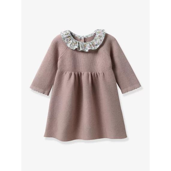 Robe en tricot bébé col en tricot Liberty® CYRILLUS rose