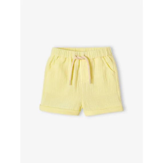 Short en gaze de coton bébé jaune fluo