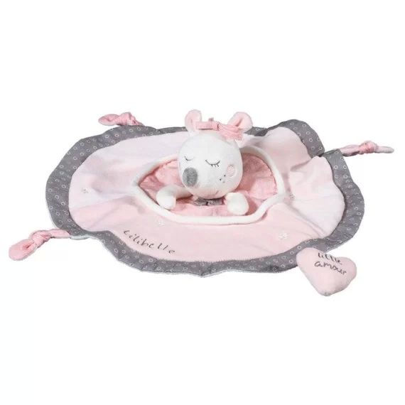 Doudou Mouchoir Souris danseuse étoile en velours Rose rose