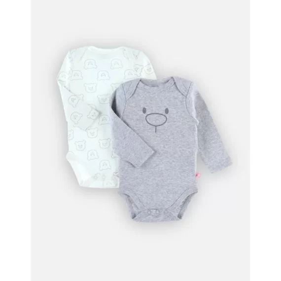 Set de 2 bodys croisés en coton BIO gris