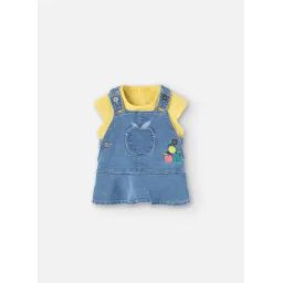 Ensemble T-shirt À Manches Courtes Et Robe Chasuble Jaune