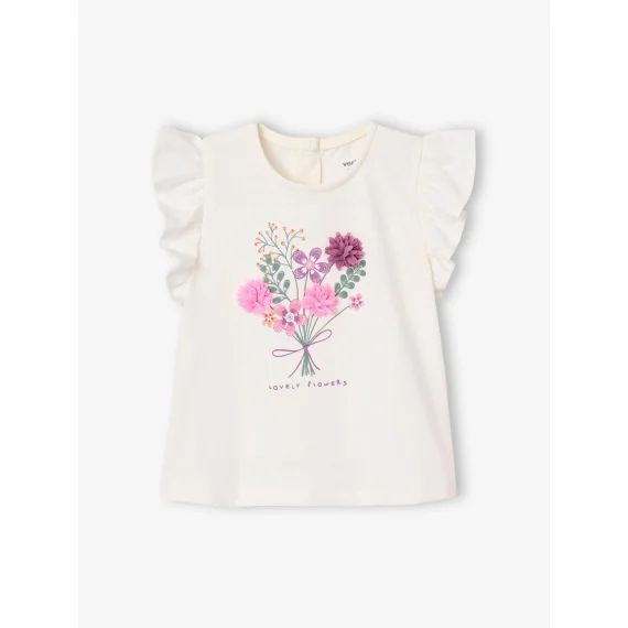 T-shirt avec fleurs en relief bébé vanille