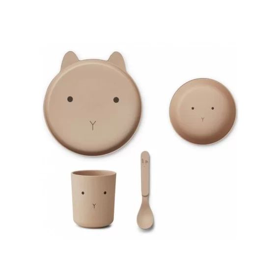 Coffret repas en bioplastique Brody lapin rose (4 pièces)