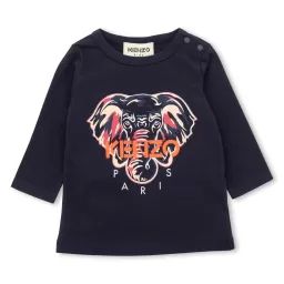 T-shirt en coton avec imprimé Fille Bleu