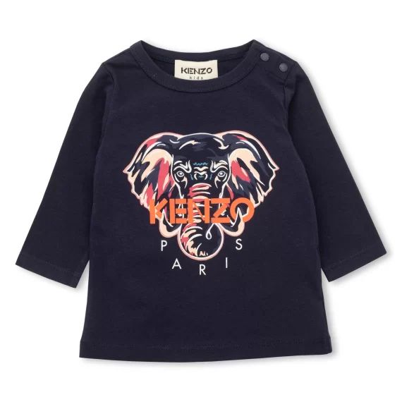 T-shirt en coton avec imprimé Fille Bleu