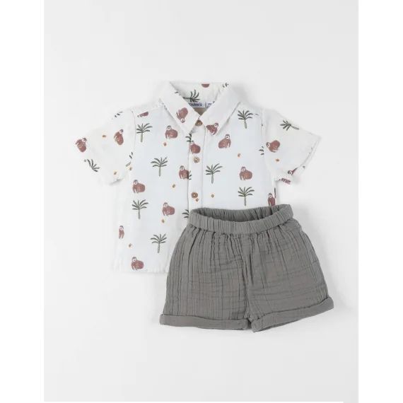 Set Chemise Avec Short Coton Vert