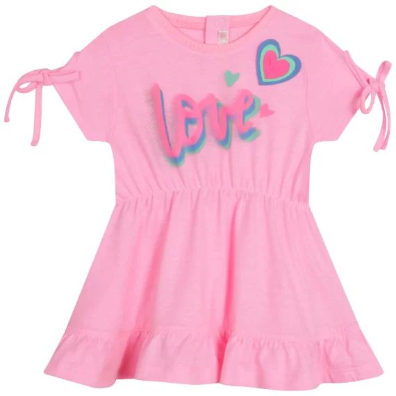 Robe à manches courtes Fille Rose