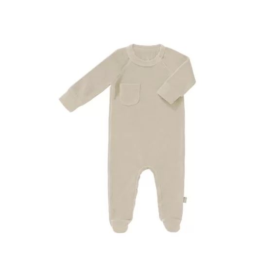 Pyjama en velours bio Sandshell (naissance : 50 cm)