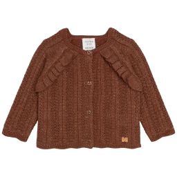 Cardigan tricot coton et laine Fille Marron