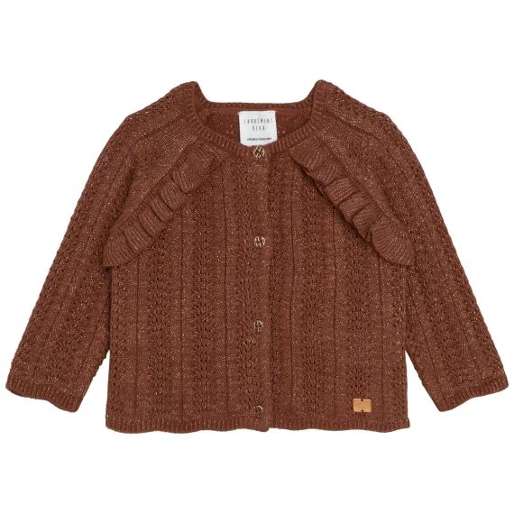 Cardigan tricot coton et laine Fille Marron