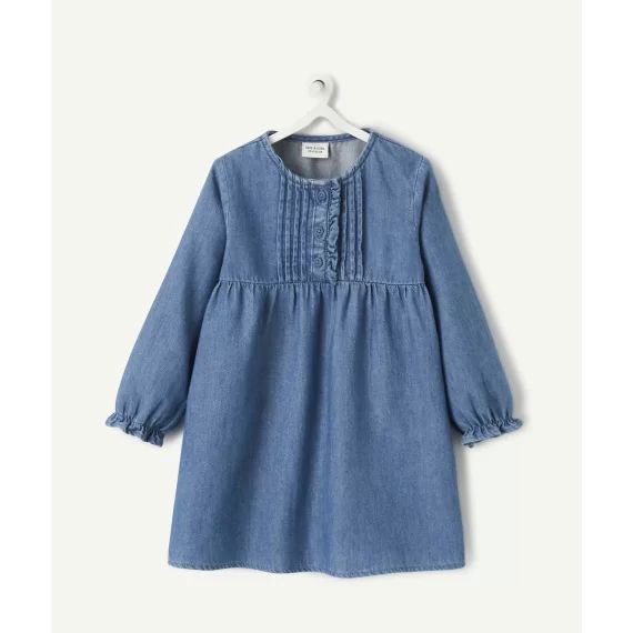 Robe bleue denim manches longues bébé fille