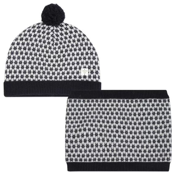 Bonnet et snood à motifs Garçon Gris