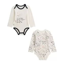 Lot De 2 Bodies Bébé Manches Longues Bisou Magique Blanc