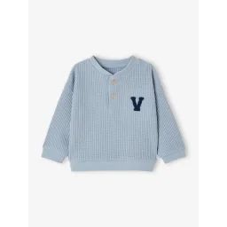 Sweat-shirt nid d’abeille bébé garçon bleu glacier