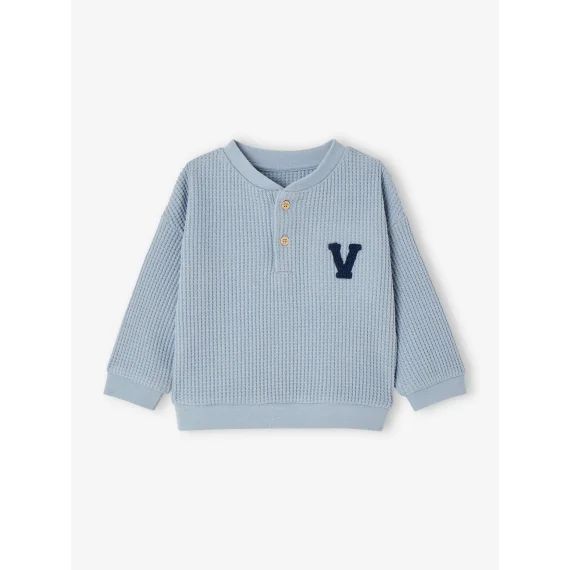 Sweat-shirt nid d&rsquo;abeille bébé garçon bleu glacier