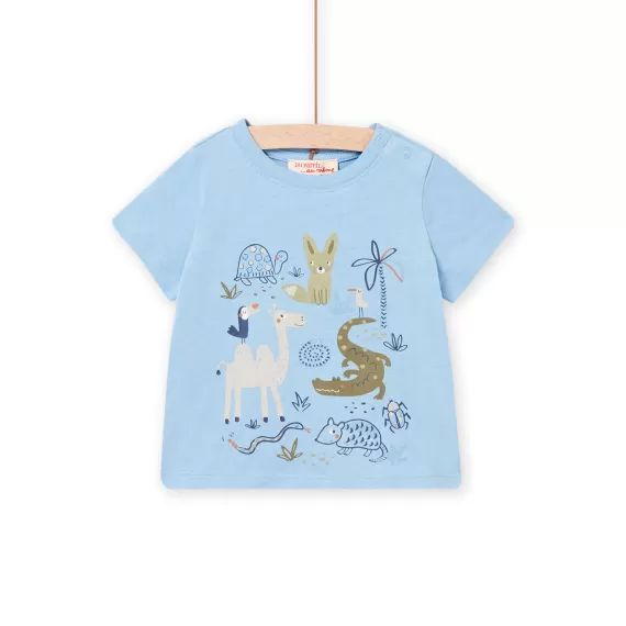 T-shirt Bleu Horizon Motifs Animaux Bébé Garçon