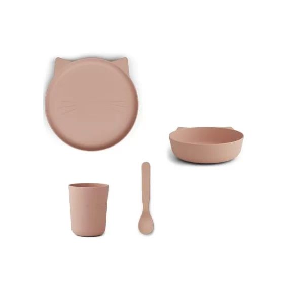 Coffret repas biodégradable Paul chat rose (4 pièces)