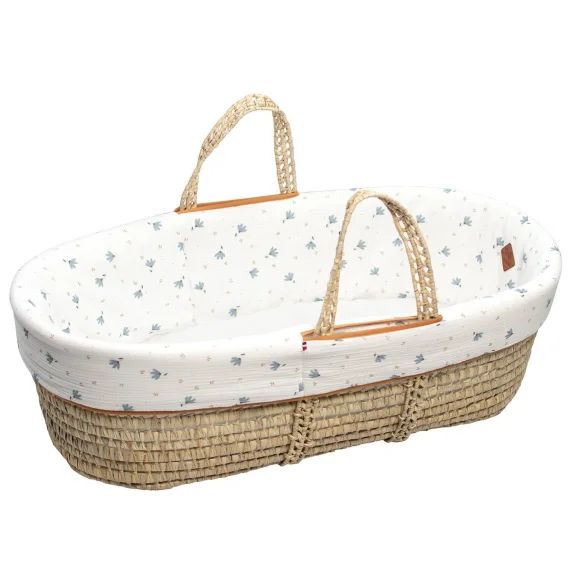 Couffin Bébé Avec Matelas Habillage Et Drap Housse Blanc Imprimé Floral