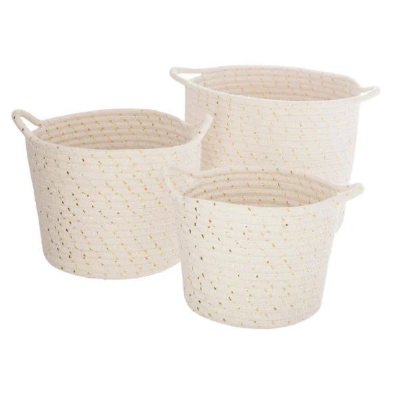 Set De 3 Paniers À Anses Enfant – Lurex Blanc