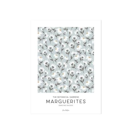 Affiche Marguerites bleu clair (30 x 40 cm)