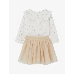 Ensemble fête T-shirt étoilé + jupon brillant bébé fille or