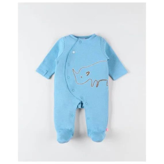 Pyjama 1 pièce en jersey gaufré imprimé rhino bleu