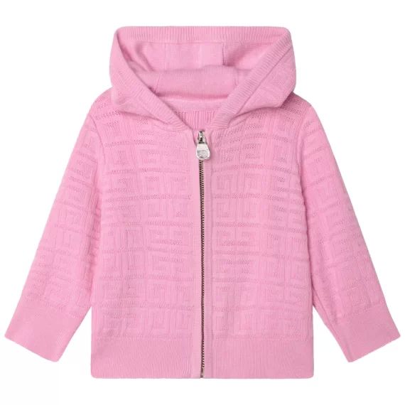 Sweat-shirt zippé en tricot Fille Rose