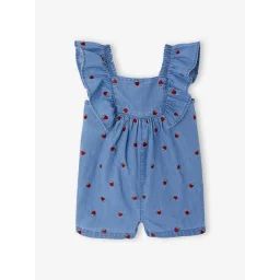 Combishort en denim léger bébé double stone