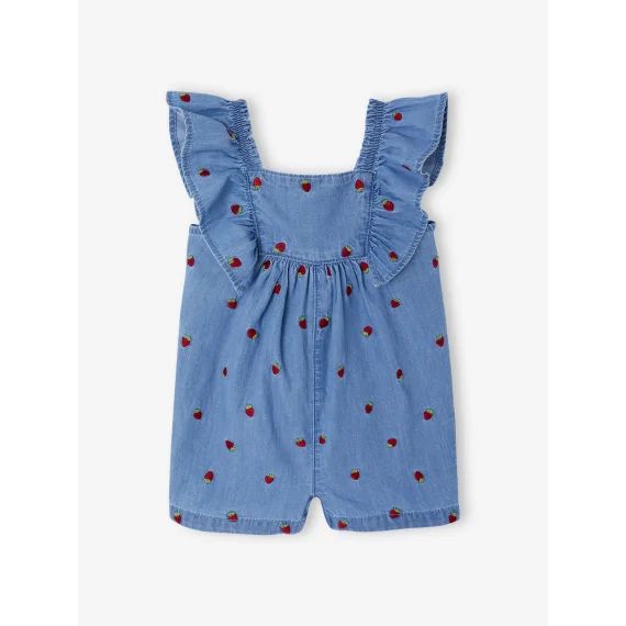 Combishort en denim léger bébé double stone