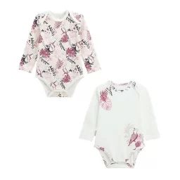 Lot De 2 Bodies Bébé Manches Longues Paraiso Blanc