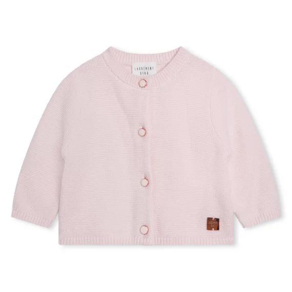 Cardigan boutonné col rond Fille Rose