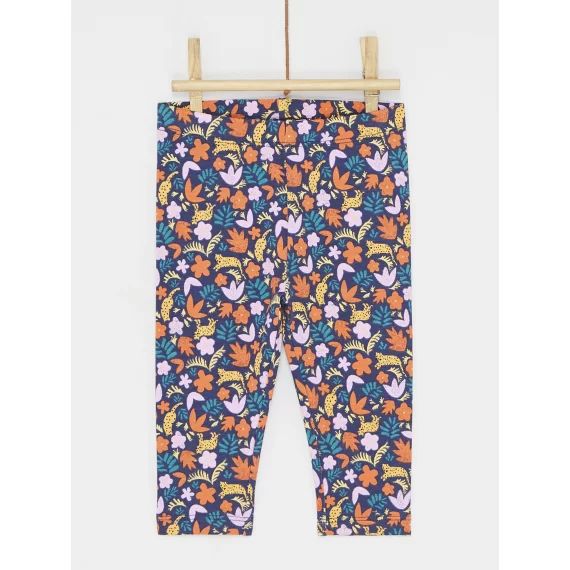 Legging Bleu Et Orange À Fleurs Fille – Gris
