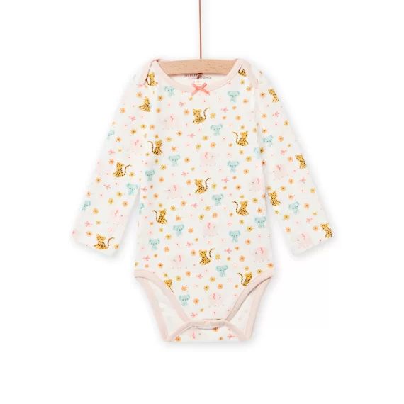Body Écru Imprimé Éléphants Et Léopards Bébé Fille