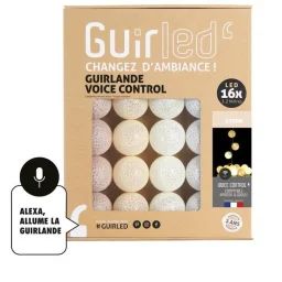 Guirlande lumineuse wifi boules coton LED USB – Commande Vocale – Maison connectée – Amazon Alexa & Google Assistant –  16 boules 1, beige