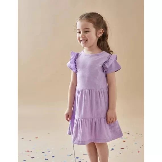 Robe bi-matière violet