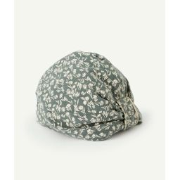 Turban bébé fille en coton vert avec imprimé fleuri et noeud –  – Soldes
