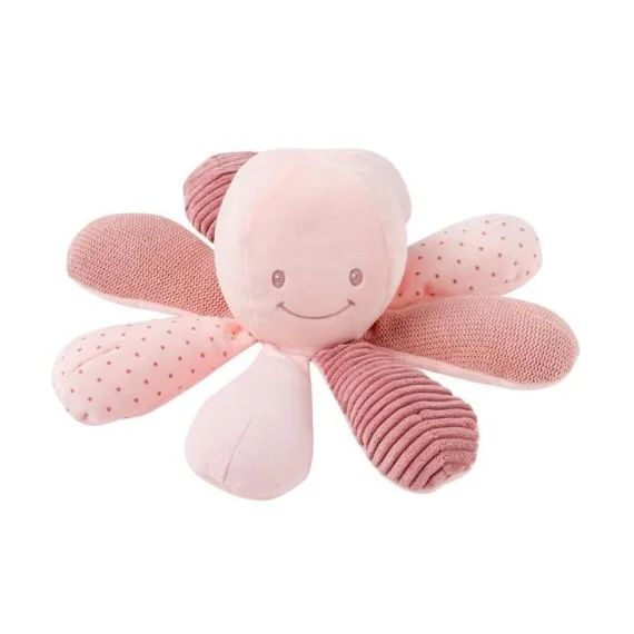 NATTOU Pieuvre multi-activités (hochet, papier bruissant, scouic) – Multi-matières – Rose rose