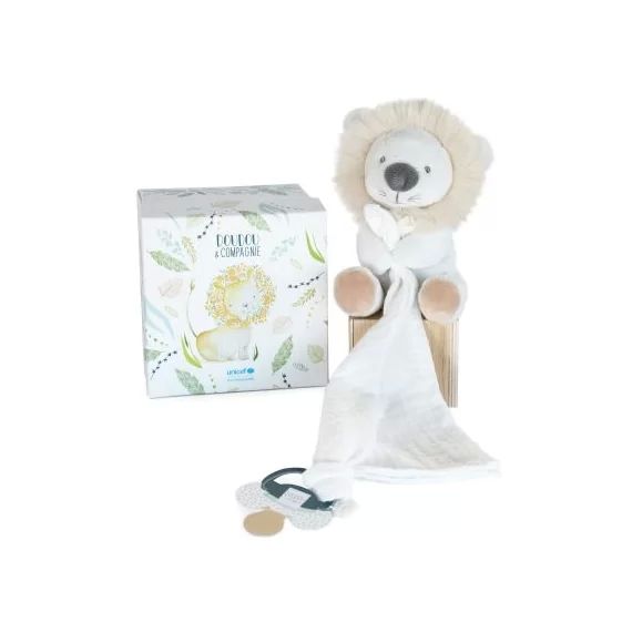 Coffret doudou attache sucette Lion UNICEF
