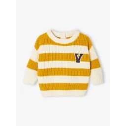 Pull à rayures bébé moutarde