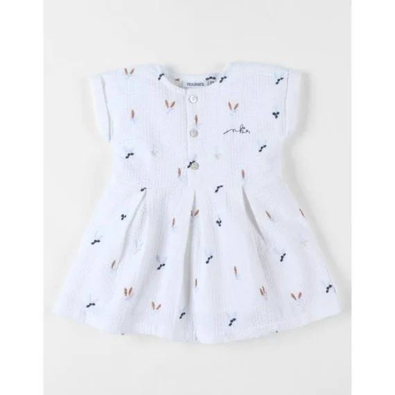 Robe Imprimé Fleuri En Crêpe De Coton Blanc