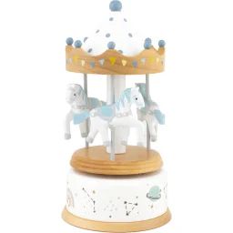 Petite Boîte À Musique Carrousel Bois Naturel Blanc