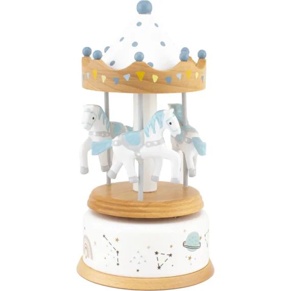Petite Boîte À Musique Carrousel Bois Naturel Blanc