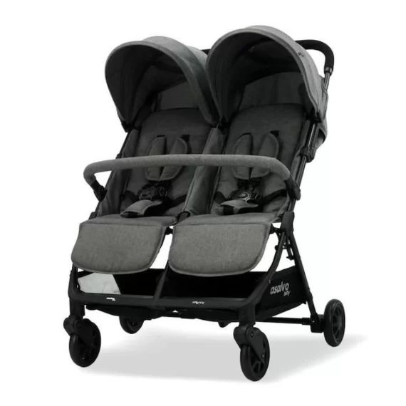 Poussette Double – Asalvo – Henry Gris – 4 Roues – Poussette Polyvalente – Sport – Naissance Blanc