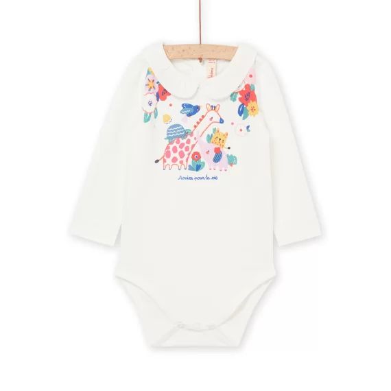Body À Motifs Animaux Et Fleurs – Ecru